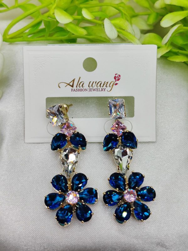 Imported Elegant Floral Crystal Drop Earrings | Artificial Earrings For Girls | Earrings For Women