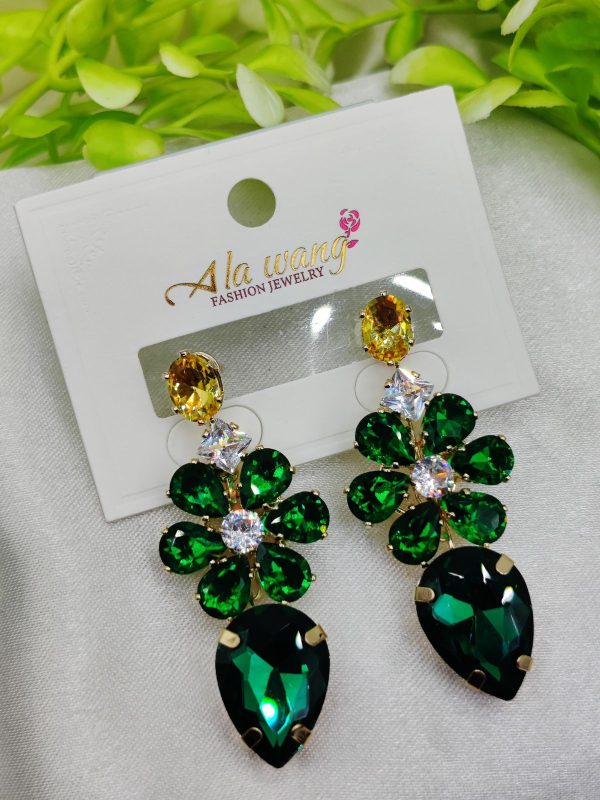 Imported Emerald Radiance Floral Drop Earrings – A Royal Statement | Luxury Looks Earrings For Girls & Women