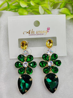 Imported Emerald Radiance Floral Drop Earrings – A Royal Statement | Luxury Looks Earrings For Girls & Women