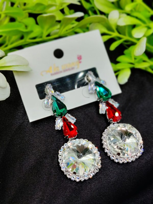 Imported Radiant Crystal Elegance Statement Earrings | Earrings For Girls & Women  | Artificial Earrings