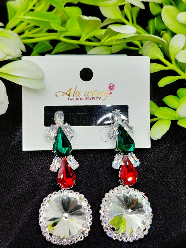 Imported Radiant Crystal Elegance Statement Earrings | Earrings For Girls & Women  | Artificial Earrings