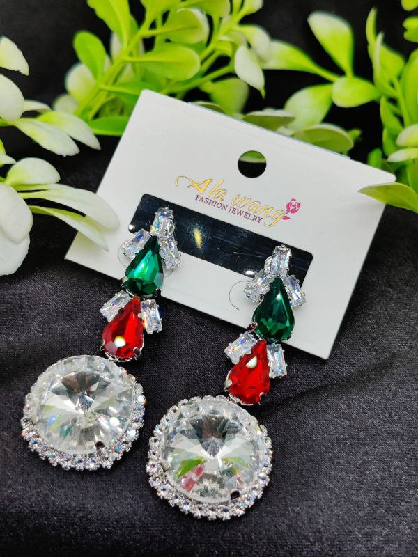 Imported Radiant Crystal Elegance Statement Earrings | Earrings For Girls & Women  | Artificial Earrings