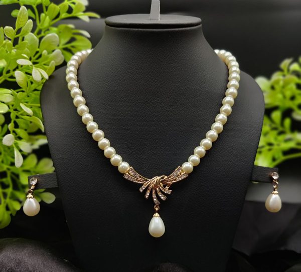 Imported Timeless Pearl Necklace Set With Radiant Pendant & Earrings | Girls & Women Fashion