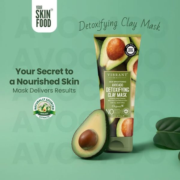 Vibrant Beauty Skin Brightening Avocado Detoxifying Clay Mask (200ml)